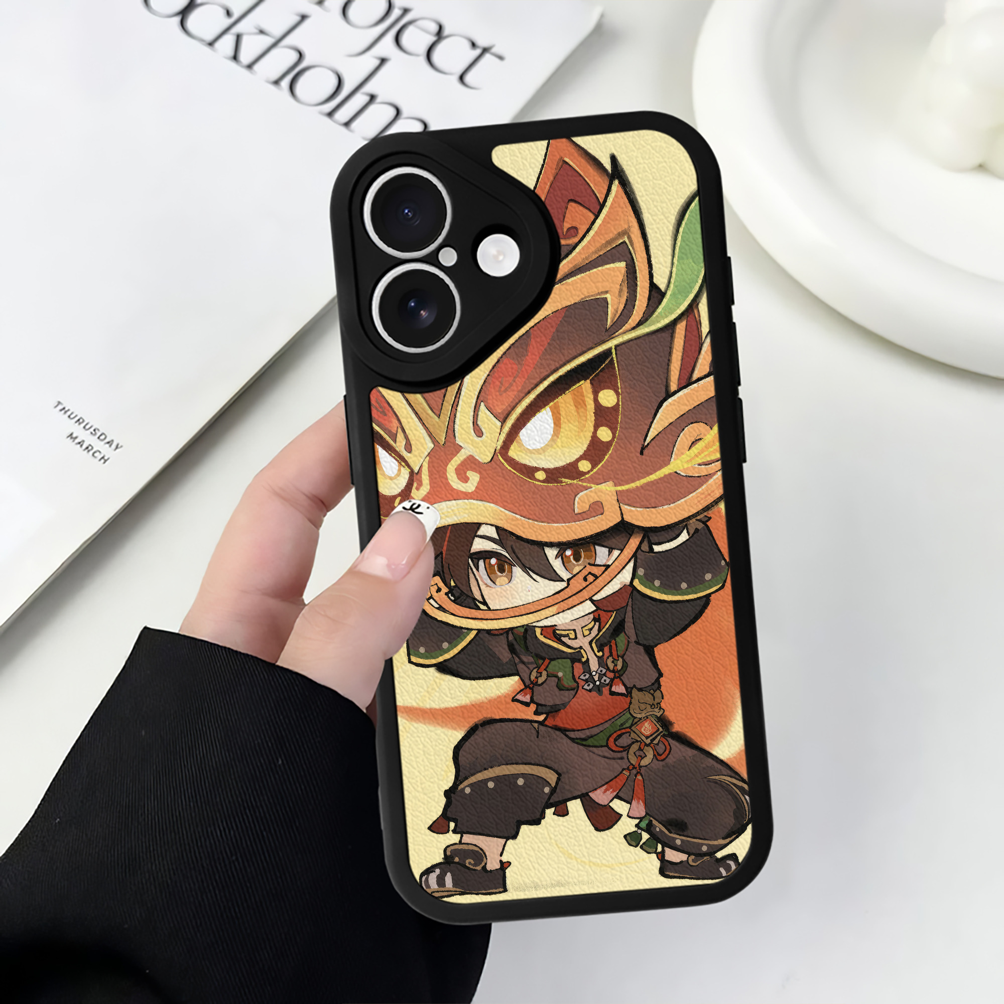 げんし神 genshin 【iPhone 16シリーズ対応】シリコンスマホケース（レザー調） 材質：シリコン